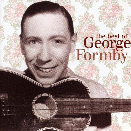 CD cover featuring a smiling George Formby holding a ukulele against floral wallpaper.