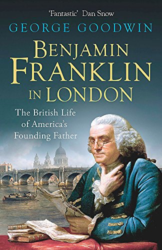 BookS Book cover featuring Benjamin Franklin reading with a London cityscape in the background.