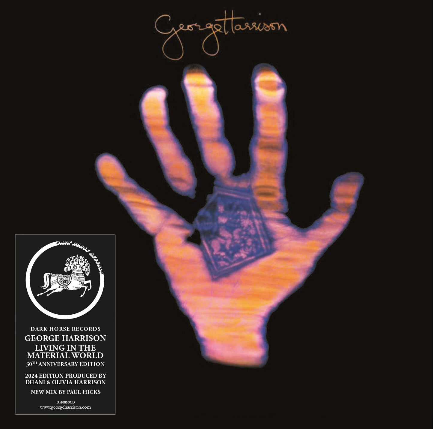 CD cover: open hand with a ring, text “George Harrison” above.