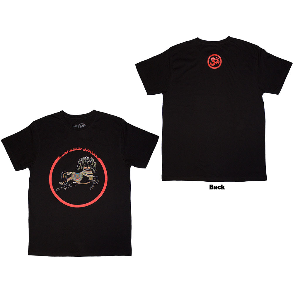 Black t-shirt with large Dark Horse Records logo print on the back.