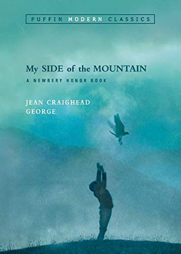 Book cover: "My Side of the Mountain" with a boy and a hawk.