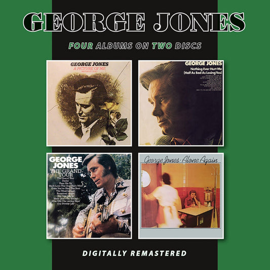 CD cover featuring four George Jones album covers arranged in a grid on green.
