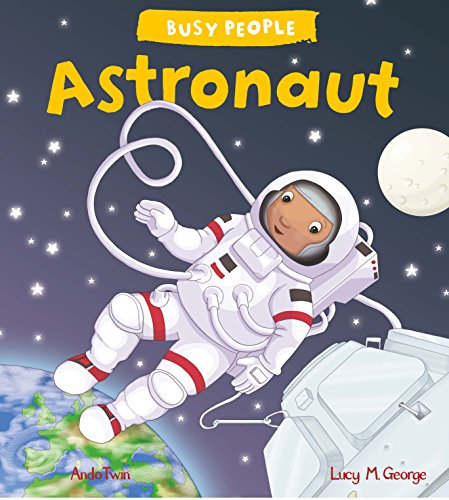 An astronaut floats in space above Earth with the moon and stars in background.