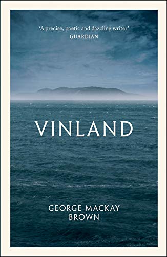 Book cover for "Vinland" with a dark ocean and distant land.