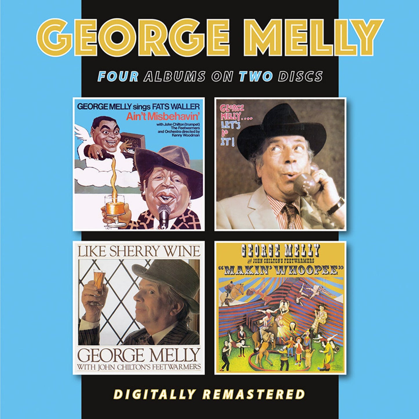 CD cover for George Melly’s “Sings Fats Waller” with four album images.