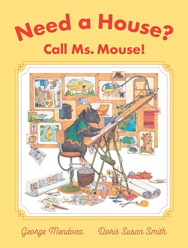 Colorful children's book cover featuring an illustration of a mouse in a real estate setting.