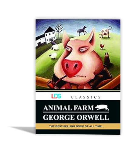 Book cover of "Animal Farm" featuring a pig and farm animals.