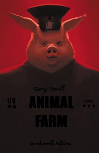 Book cover featuring a pig in a military cap against a red background.