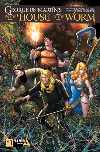 Comic book cover featuring fantasy characters with a torch in a cave.
