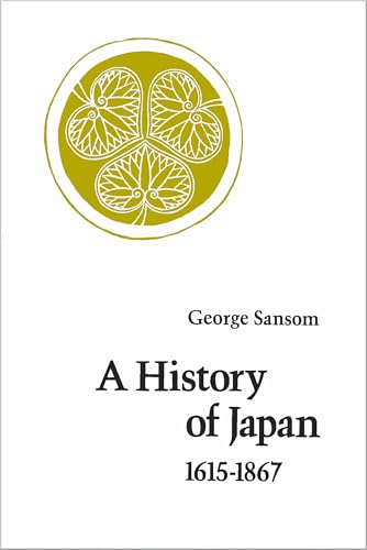 Book cover: "A History of Japan" by George Sansom, with a floral emblem.