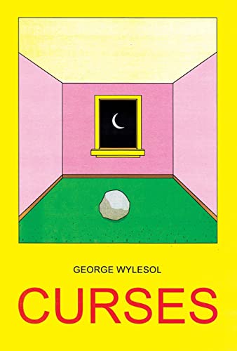A rock sits on a green floor inside a pink room with a window.