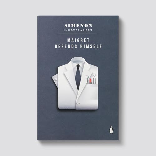 Book cover: dark blue background, white shirt with dental tools in pocket.