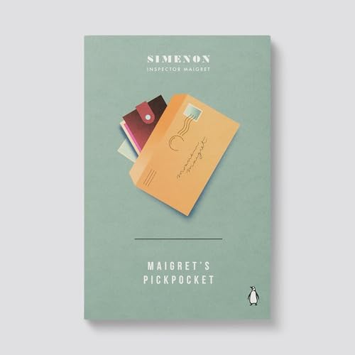 Book cover: "Maigret's Pickpocket" with illustration of a wallet and envelope.