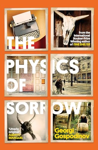 Book cover with fragmented images: typewriter, skull, people, and landscapes.