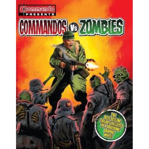 Comic book cover: soldier firing at rising green zombies.