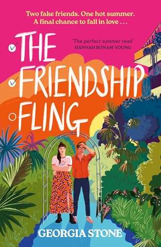 Book cover illustration of a man and woman standing together in a lush garden.