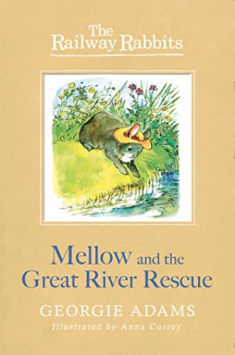 Book cover: rabbit with hat leaping towards a riverbank scene.