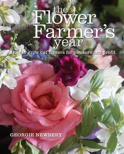 Book cover with a bouquet of flowers and white text reading "The Flower Farmer's Year".