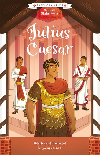 Book cover of “Julius Caesar” with illustrated Roman figures.