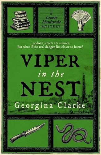 Green book cover with title “Viper in the Nest,” snake, and knife.