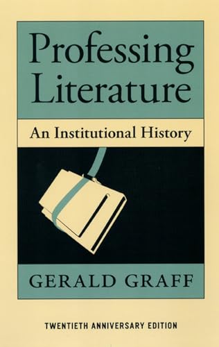 Book cover: "Professing Literature" by Gerald Graff, with falling book image.