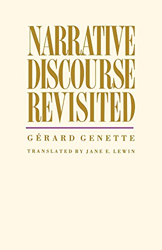 Book cover: "Narrative Discourse Revisited" by Gérard Genette, gold text on white.
