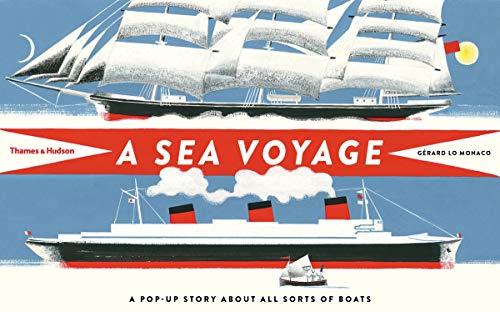 Colorful pop-up book with boats, ocean scenes and 3D illustrations for young readers.