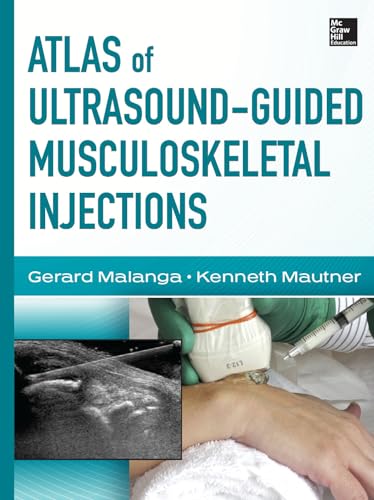 Book cover: "Atlas of Ultrasound-Guided Musculoskeletal Injections" with injection image.