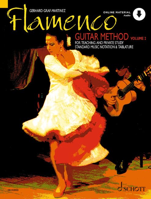 Flamenco guitar method book cover featuring a dancer and guitarist.
