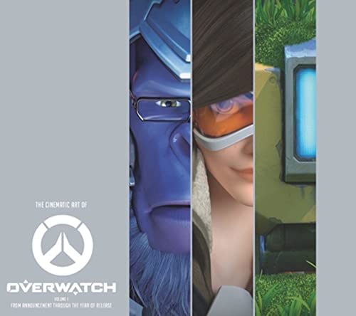 Overwatch art book cover featuring close-ups of character faces and environments.
