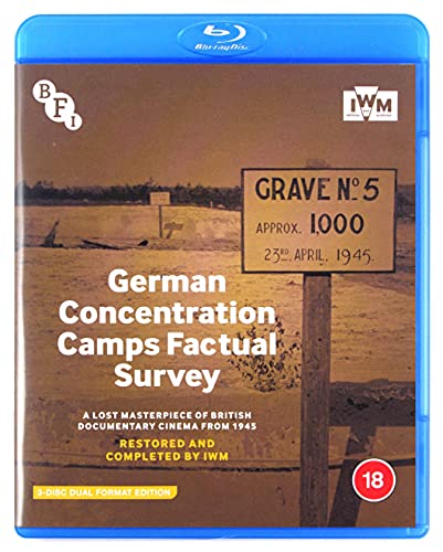 Blu-ray cover featuring a grave marker sign and the title German Concentration Camps Factual Survey.