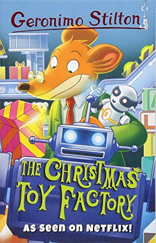 Geronimo Stilton book cover featuring a mouse, robot, and Christmas toys.