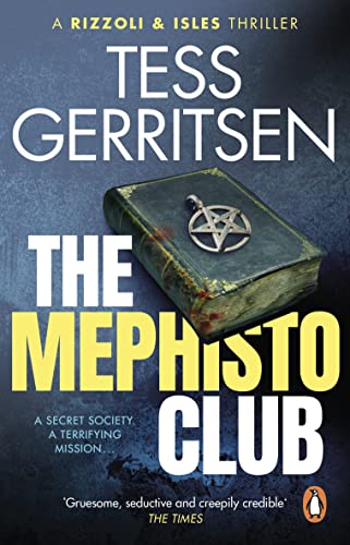 Book cover for “The Mephisto Club” by Tess Gerritsen, featuring a dark book.