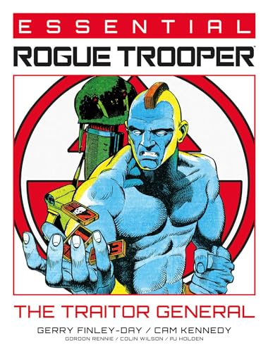 Comic book cover featuring a blue-skinned Rogue Trooper character holding small rectangular devices.