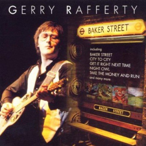 Gerry Rafferty album cover, “Baker Street,” featuring a man with a guitar.