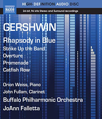Blu-ray cover for Gershwin’s “Rhapsody in Blue” with blue abstract design.
