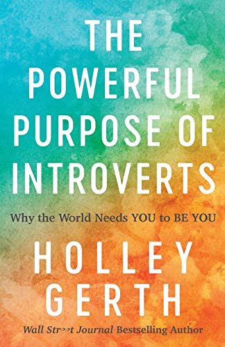 Book cover with teal and orange watercolor background, title “The Powerful Purpose of Introverts.”