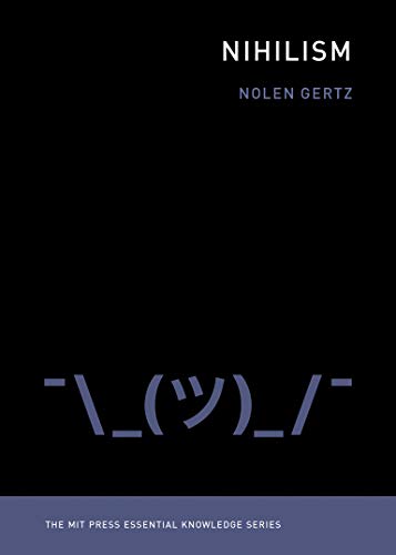 Black book cover with blue text: "Nihilism" and abstract symbol.