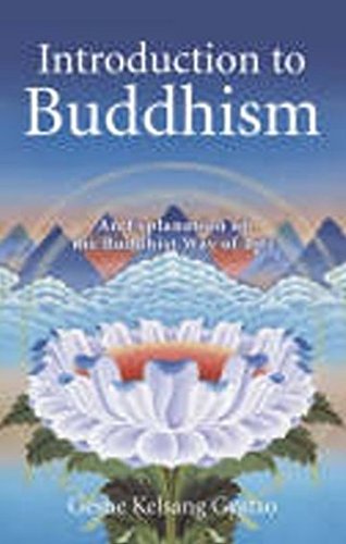 Book cover: “Introduction to Buddhism” with a lotus flower design.