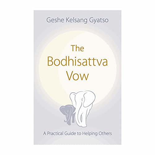 Book cover: "The Bodhisattva Vow" with a yellow circle and elephant illustration.