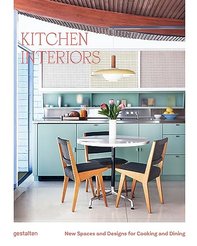 Book cover showing a modern kitchen with light blue cabinets, a dining table, and chairs.