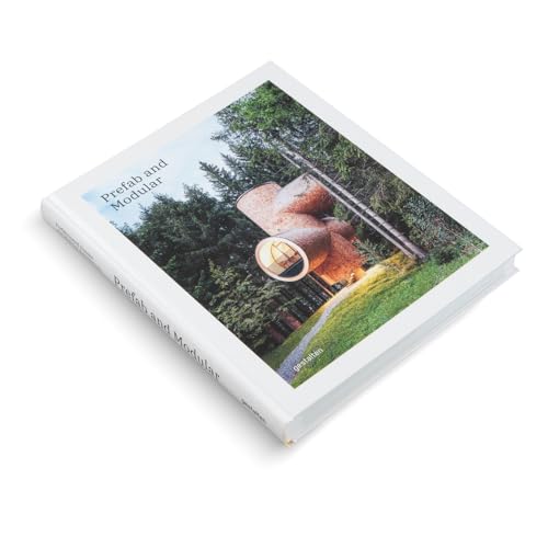 Book cover featuring a modern, circular prefabricated house in a forest.
