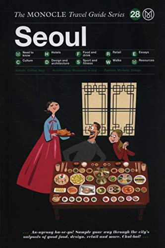 The Monocle Travel Guide to Seoul featuring an illustration of people dining on Korean food.