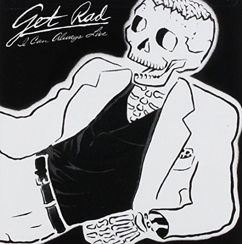 Black and white CD cover with a sketch of a skeleton in a suit.