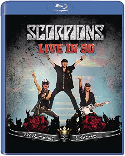 Scorpions band members performing on stage on a Blu-ray cover with red roses.