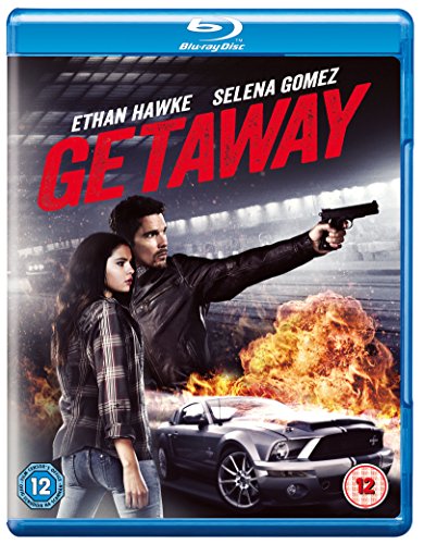 Blu-ray cover art featuring Ethan Hawke and Selena Gomez with a car and explosion.