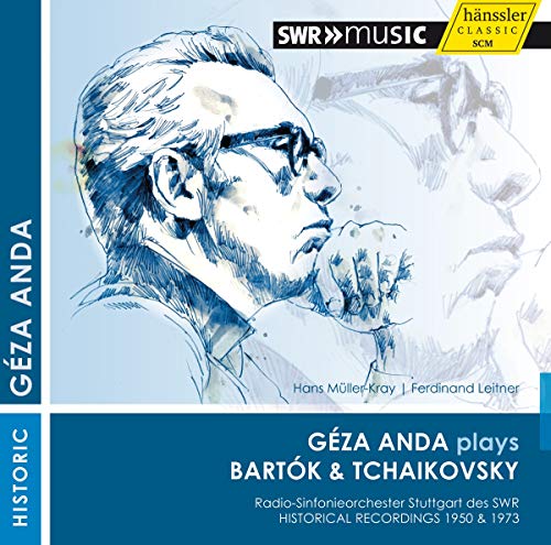 CD cover featuring a sketched portrait of pianist Géza Anda.