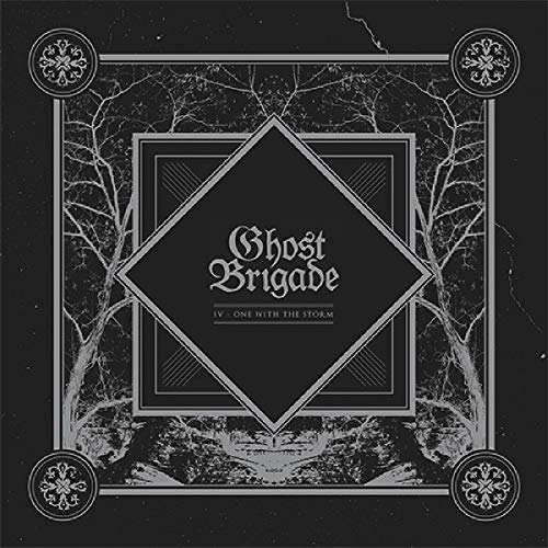 Ghost Brigade album cover: black and white, branching trees, diamond shape.