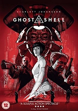 DVD cover for "Ghost In The Shell" with red background and futuristic characters.
