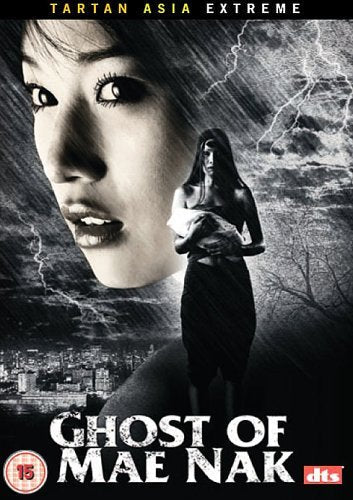 DVD cover for "Ghost of Mae Nak" featuring a ghostly woman and stormy sky.